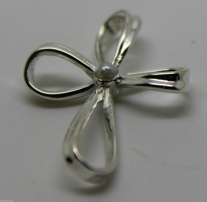 Genuine Sterling Silver 925 Cross Pearl Set Cross Pendant