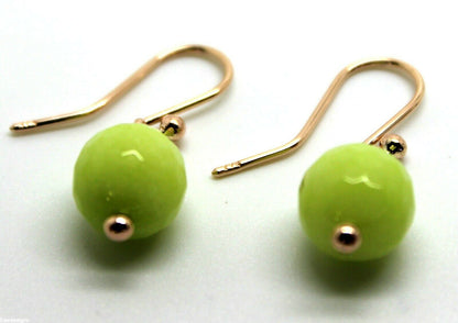 Genuine 9ct Rose Gold 10mm Agate Lime Faceted Ball Earrings