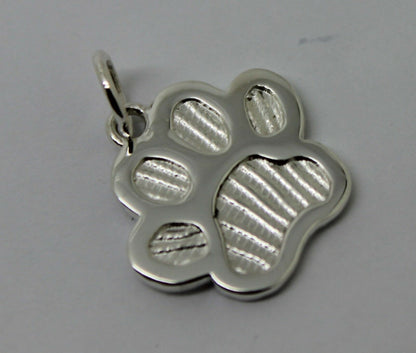 Small Genuine Sterling Silver Dog Animal Paw Print Pendant