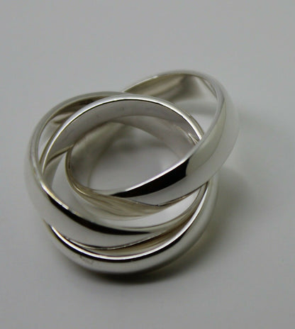 Sterling Silver Size O 1/2 Russian Wedding Band Ring, 5mm wide x 3 bands