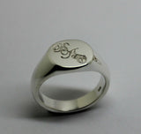 Engraved BAC Sterling Silver 925 Oval Signet Ring  *Free Express Post In Oz*