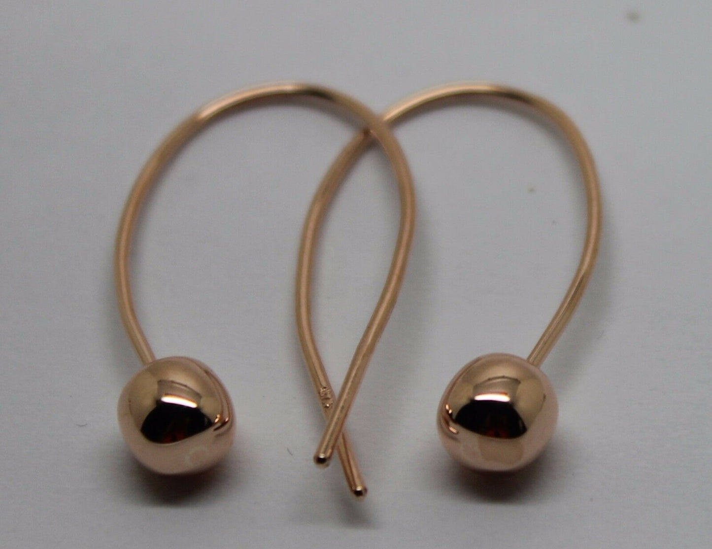 Genuine New Large Hooks 9ct Yellow, Rose or White Gold 6mm Euro Ball Drop Earrings