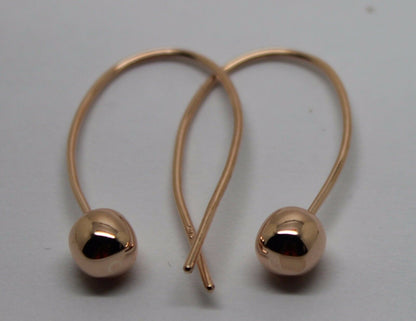 Genuine New Large Hooks 9ct Yellow, Rose or White Gold 6mm Euro Ball Drop Earrings