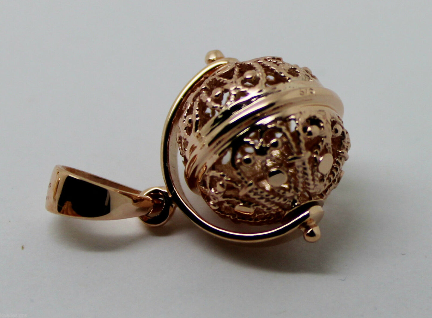 9ct Yellow Gold Or White Gold Or Rose Gold 16mm Filigree Ball Spinner Pendant