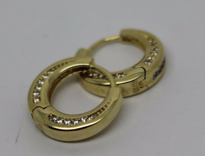 Kaedesigns,Genuine New 9ct Yellow Gold Hoop Cz Earrings