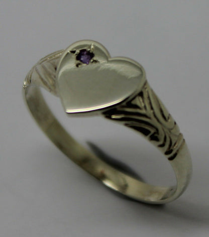 Kaedesigns New Sterling Silver Heart Amethyst Set Signet Ring