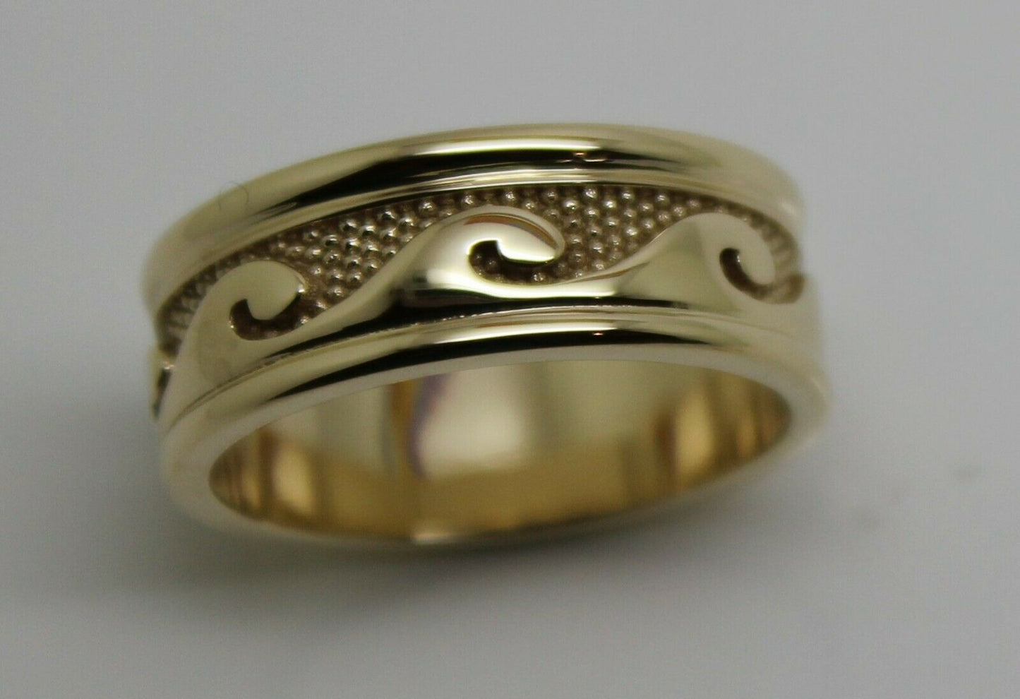 Kaedesigns New Size U Genuine Heavy 9ct 9k Yellow, Rose or White Gold Mens Surf Wave Ring