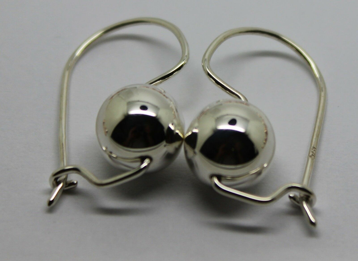 Genuine Sterling Silver 10mm Wide Ball Hook Earrings