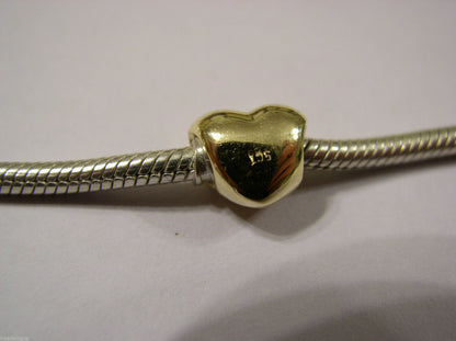 Kaedesigns, Genuine 9ct Yellow Or Rose Or White Gold Or Silver Heart Bead Charm