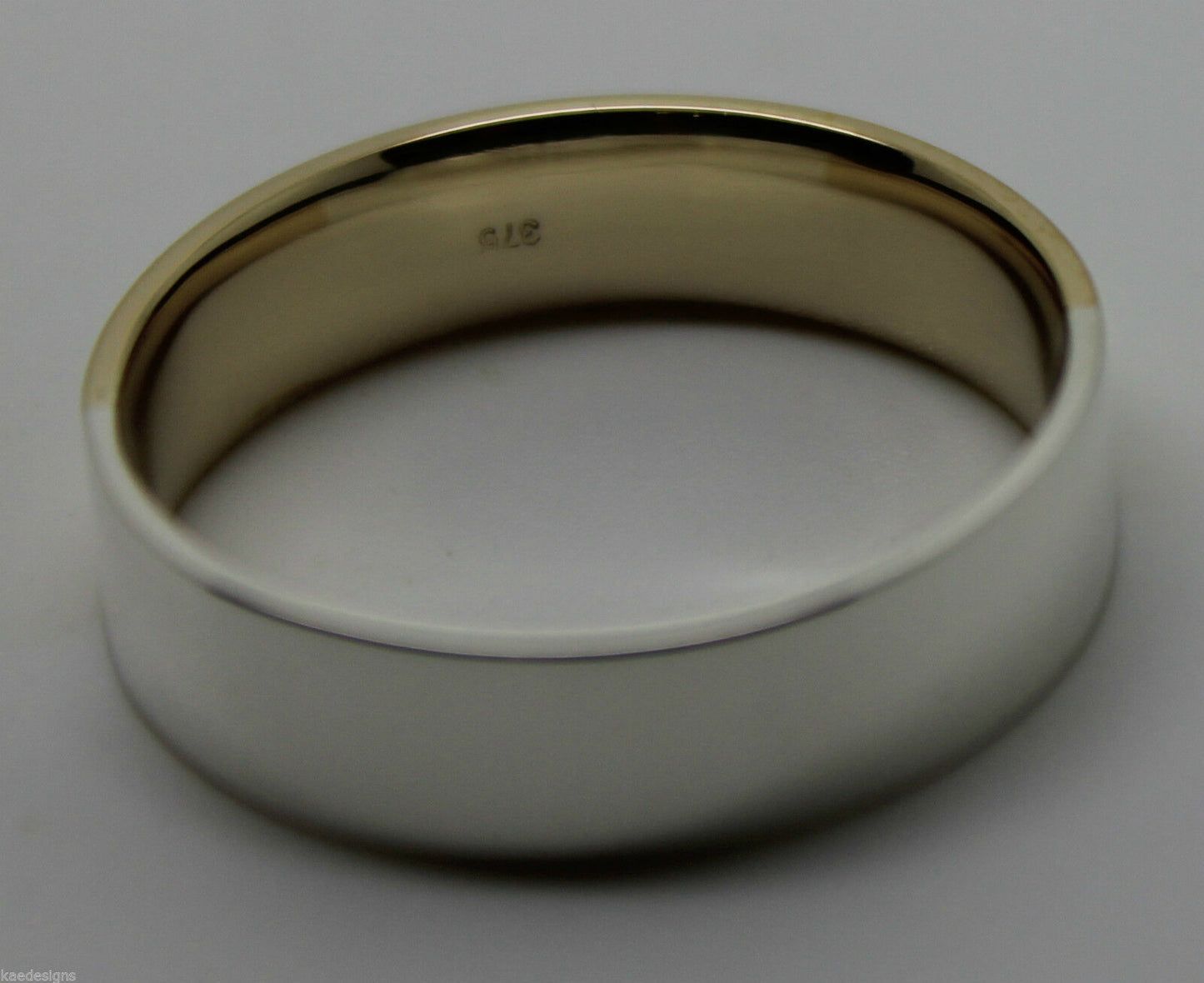 Genuine 9ct Yellow Gold & Sterling Silver 6mm Band Ring Size X