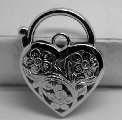 Genuine 9ct Yellow Gold or White Gold or Rose Gold Heavy Large Heart Locket Padlock