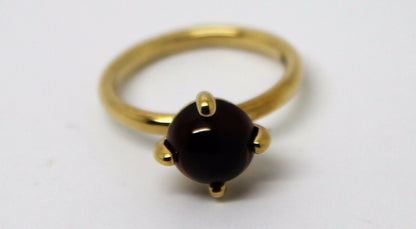 Size L 1/2 Genuine 9ct 9k Yellow, Rose or White Gold Cabochon Garnet Stacker Ring