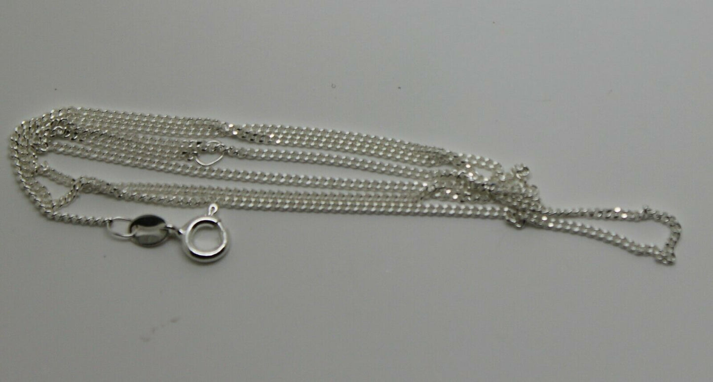 Genuine 925 Sterling Silver Kerb Curb Link Chain Necklace 55cm