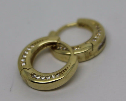 Kaedesigns,Genuine New 9ct Yellow Gold Hoop Cz Earrings