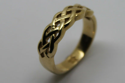 Genuine New Size N Solid 9ct Heavy Yellow Gold Weave Celtic Ring