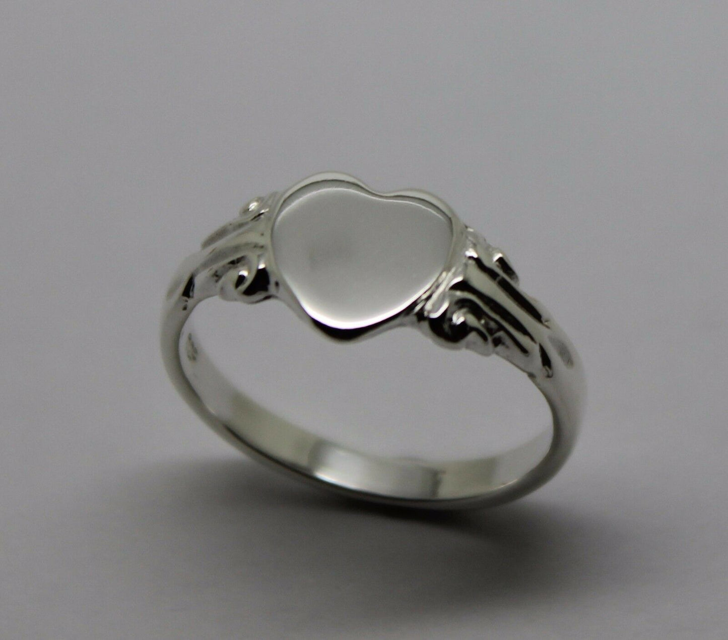 Kaedesigns, Genuine 925 New Childs Solid Sterling Silver Heart Signet Ring