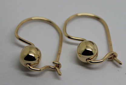 Genuine New 9ct 9kt Yellow, Rose or White Gold 6mm Euro Plain Ball Drop Earrings