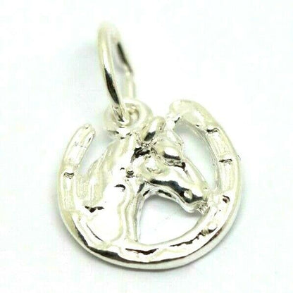 Genuine Sterling Silver Small Horsehead in Horseshoe Pendant or Charm