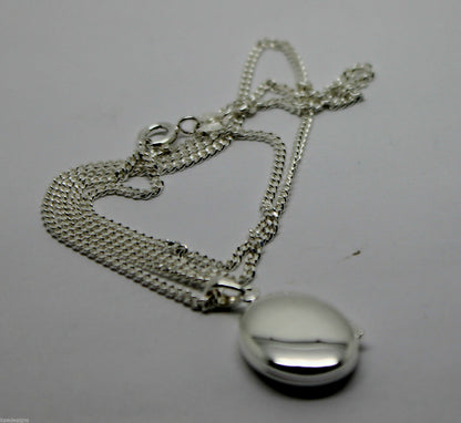 Sterling Silver Oval Locket Pendant 2 Photos & 50cm Silver Chain