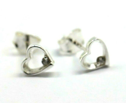 Sterling Silver Small Cubic Zirconia Open Heart Earrings