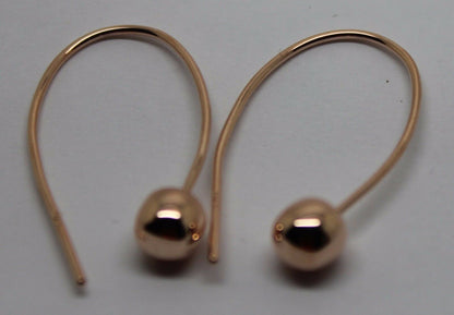 Genuine New Large Hooks 9ct Yellow, Rose or White Gold 6mm Euro Ball Drop Earrings