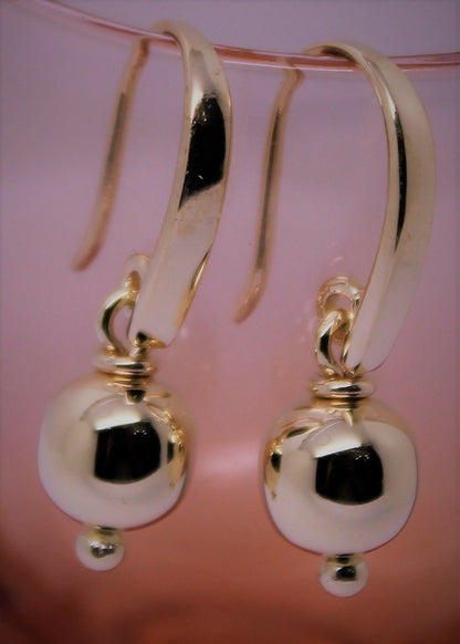 Kaedesigns New 9ct 9kt Yellow, Rose or White Gold 8mm Thick Hook Drop Ball Earrings