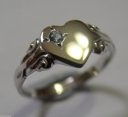 Genuine Sterling Silver 925 Heart Signet Ring Choose Your Size And Gemstone