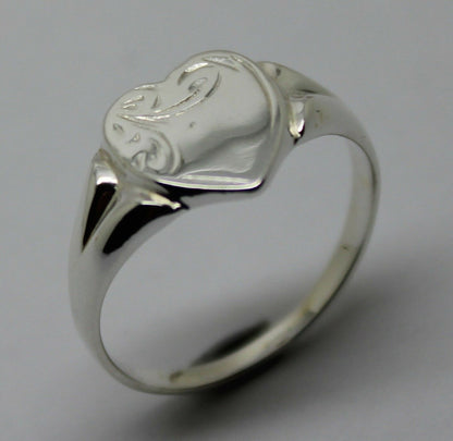 Size T Kaedesigns, New Genuine Large Sterling Silver Heart Signet Ring 265