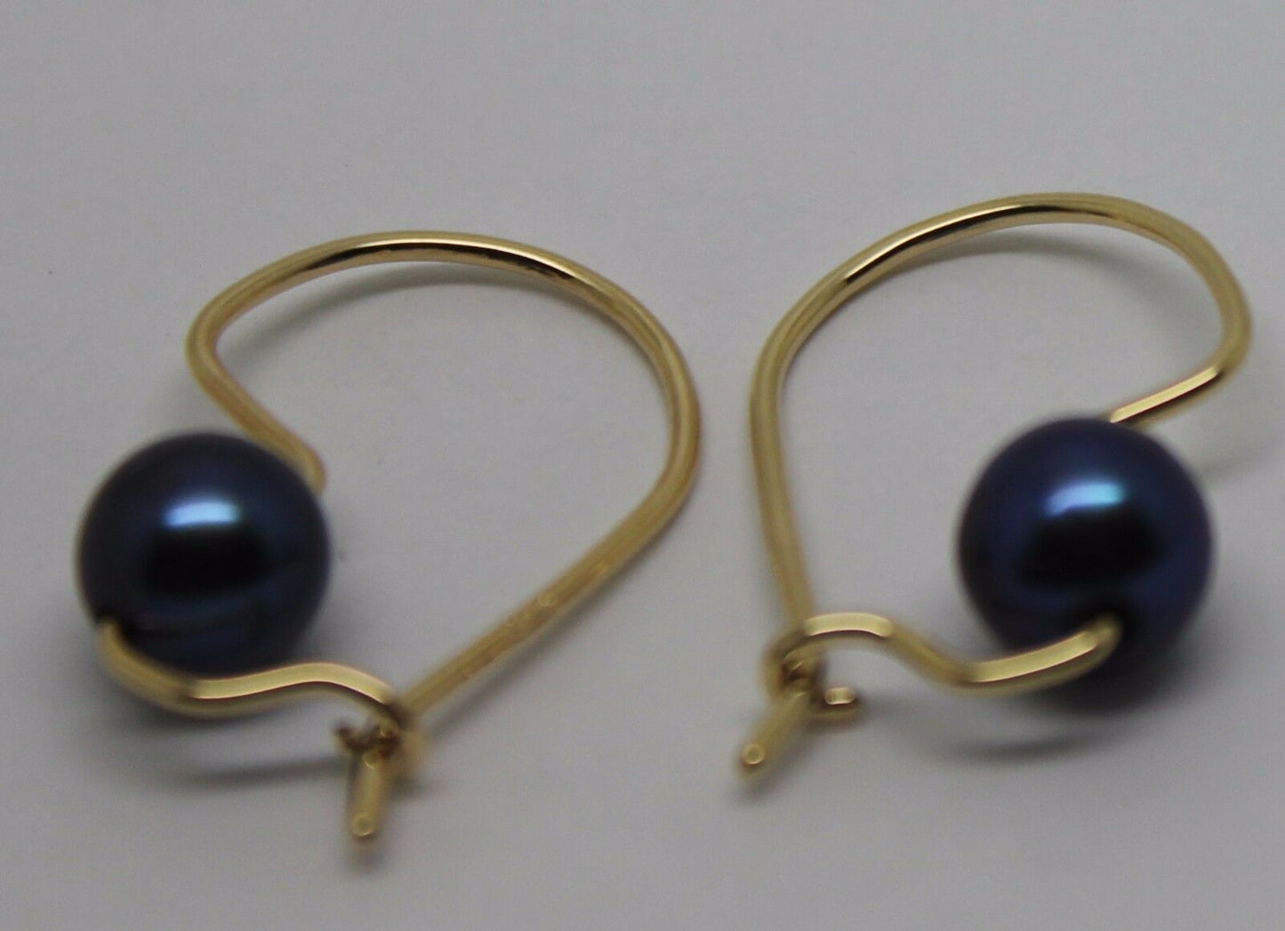 Kaedesigns New 9ct Yellow, Rose or White Gold 8mm Black Pearl Hook Earrings