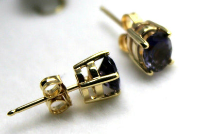 Genuine 9ct 9K Yellow Gold Amethyst Oval Stud Earrings