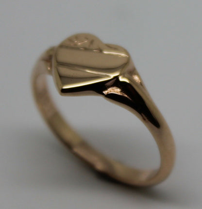 Kaedesigns, New Genuine 9ct Yellow, Rose or White  Gold Small Heart Signet Ring Size H 201