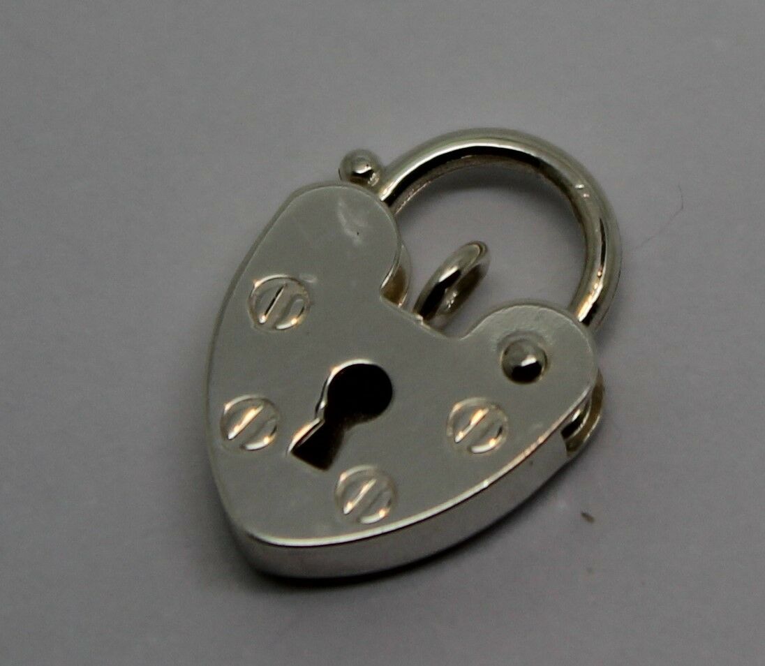 Genuine Small 11mm Sterling Silver 925 Screw Heart Pendant Padlock