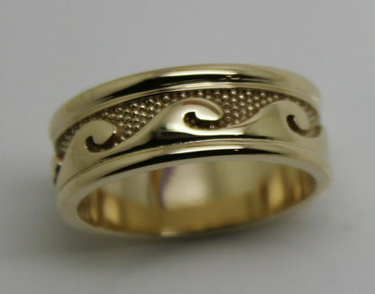 Kaedesigns New Size U Genuine Heavy 9ct 9k Yellow, Rose or White Gold Mens Surf Wave Ring