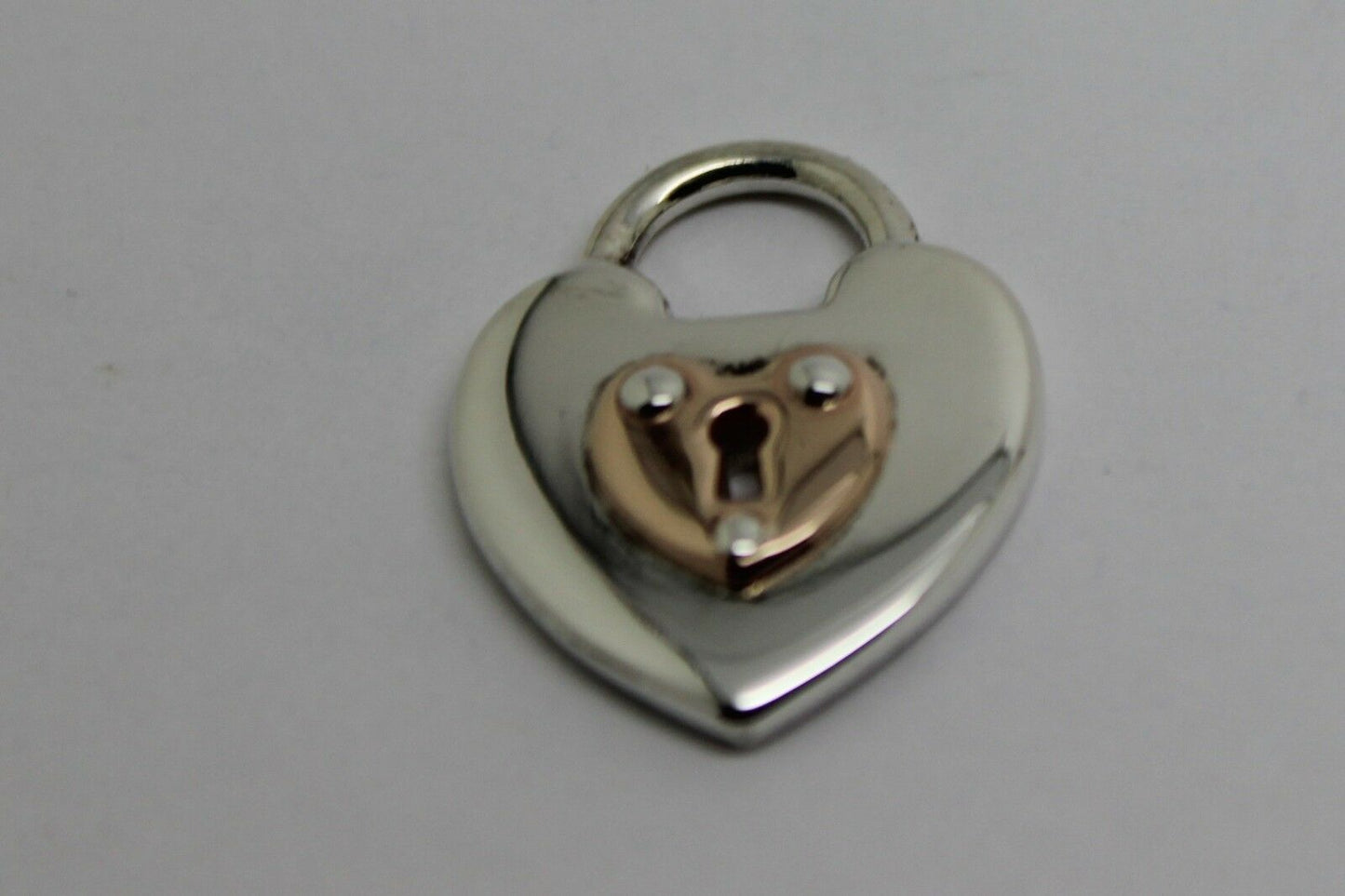 Solid Sterling Silver & 9ct Rose Gold Heart Padlock