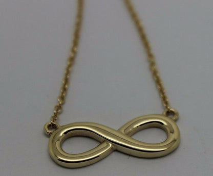 Kaedesigns, New 9ct 375 Solid Yellow Gold Infinity Long 56cm Belcher Necklace