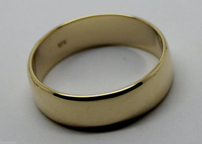 6mm Genuine Solid 9ct 9k Yellow Gold Wedding Band Ring Size N/7 To Z+4/15