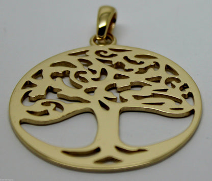 Heavy Solid 9ct Yellow Or Rose Or White Gold Large Tree Of Life Large Pendant