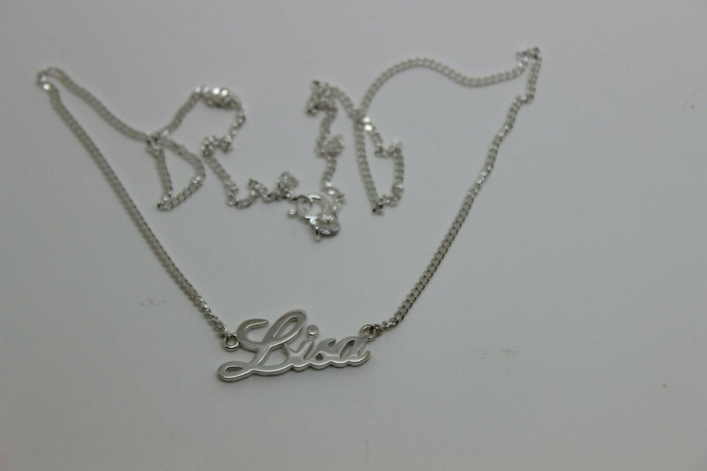 Genuine Sterling Silver 925 Curb Link Chain Lisa Name Plate