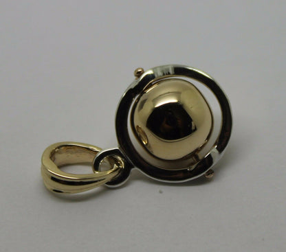 Genuine Sterling Silver & 9ct Yellow Gold Ball 8mm Ball Pendant