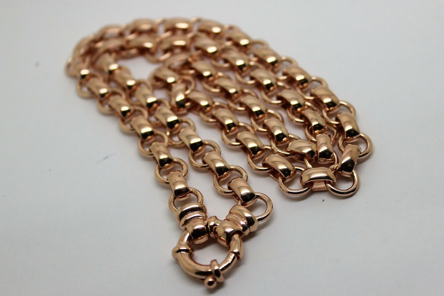 Genuine 9ct Rose Gold 375,Solid Heavy Oval Belcher Necklace Chain 60grams 60cm