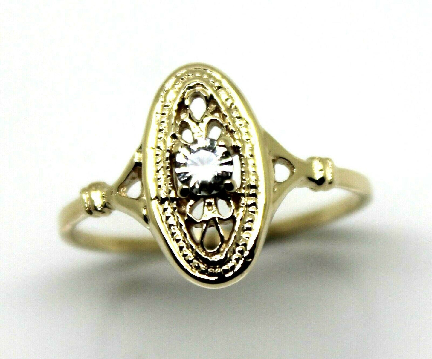 Kaedesigns New Genuine 9ct Yellow Gold Delicate White Sapphire Filigree Ring