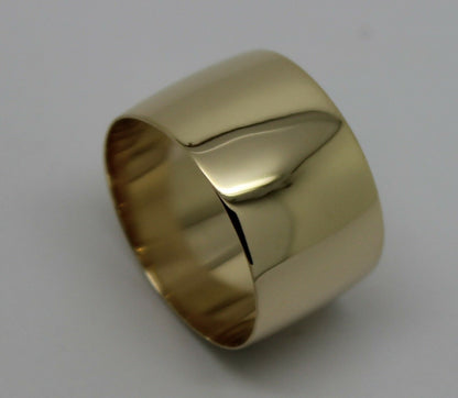 Size R Genuine 13mm wide 9ct 9k Yellow, Rose or White Gold Full Solid Extra Wide Band Ring