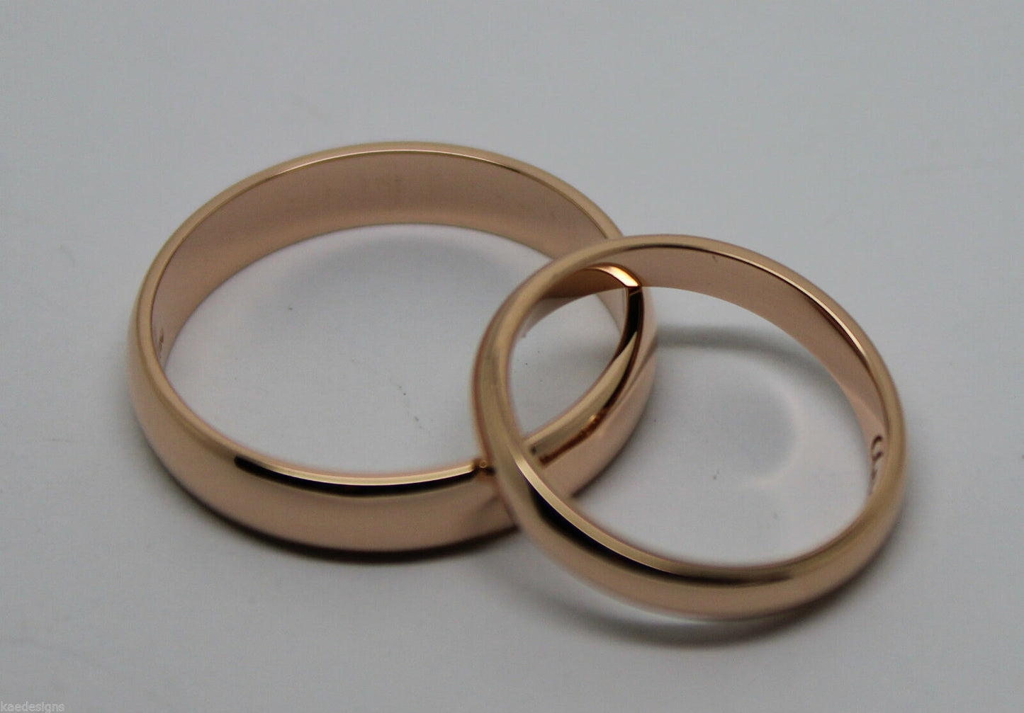 Kaedesigns, 2 Rings X Custom Made Solid 18ct 18kt Rose Gold Wedding Bands