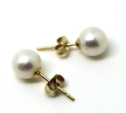 9ct Yellow Gold 7mm White Pearl Ball Stud Earrings