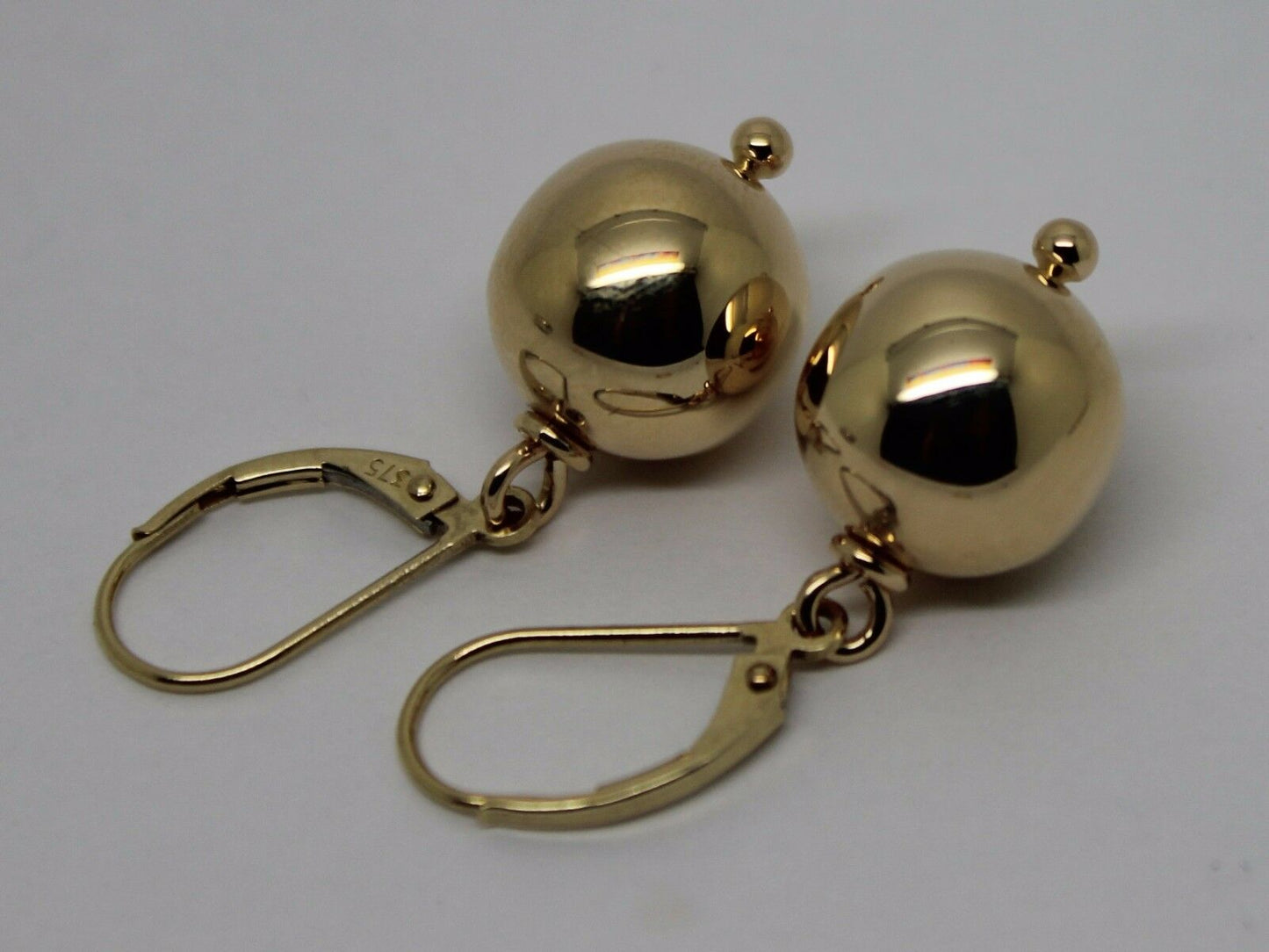 Kaedesigns New 9ct 9k Yellow, Rose or White Gold Continental Hooks 12mm Ball Plain Earrings