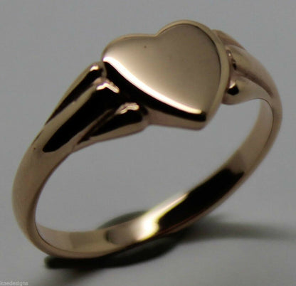 Kaedesigns, New Genuine New Solid 9ct Yellow, Rose or White Gold Heart Signet Ring Size S