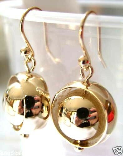 Kaedesigns New Genuine 9ct 9k Yellow, Rose or White Gold 12mm Spinning Belcher Ball Earrings