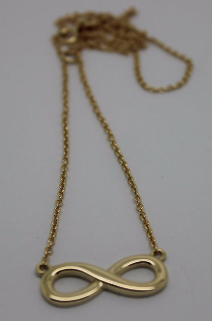 Kaedesigns, New 9ct 375 Solid Yellow Gold Infinity Long 56cm Belcher Necklace