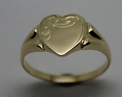 Kaedesigns New Size R Genuine Large 9ct Yellow, Rose or White Gold Heart Signet Ring