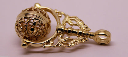 Kaedesigns, Genuine 9kt 9ct Yellow, Rose Or White Gold Large Filigree Ball Spinner Pendant Sp105